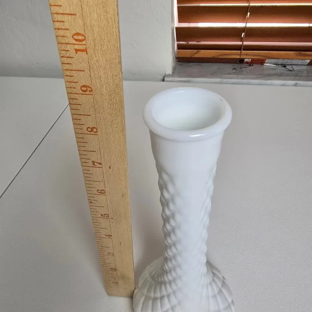 Vintage Hoosier Milk Glass Vase White Hobnail Bud Vase 8” Cottagecore Farmhouse